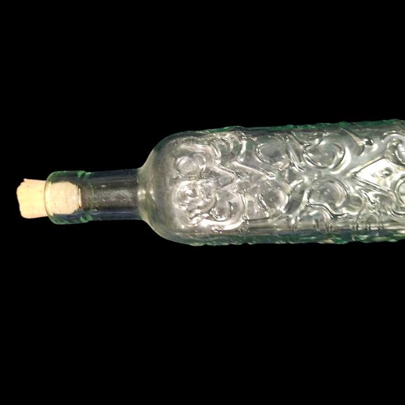 Vintage Embossed Glass Bottle Set 10.5" Floral & Scroll Pattern Canada - Picture 3 of 6